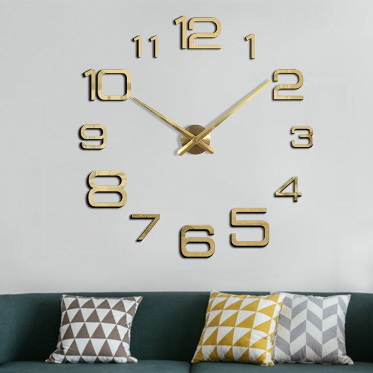 Gold digital acrylic wall clock with raised numerals and gold center hands