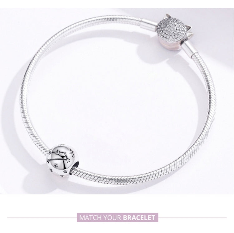 Sterling silver beaded charm bracelet with two zodiac beads
