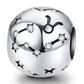 Sterling silver Taurus constellation charm bead with crystal accents