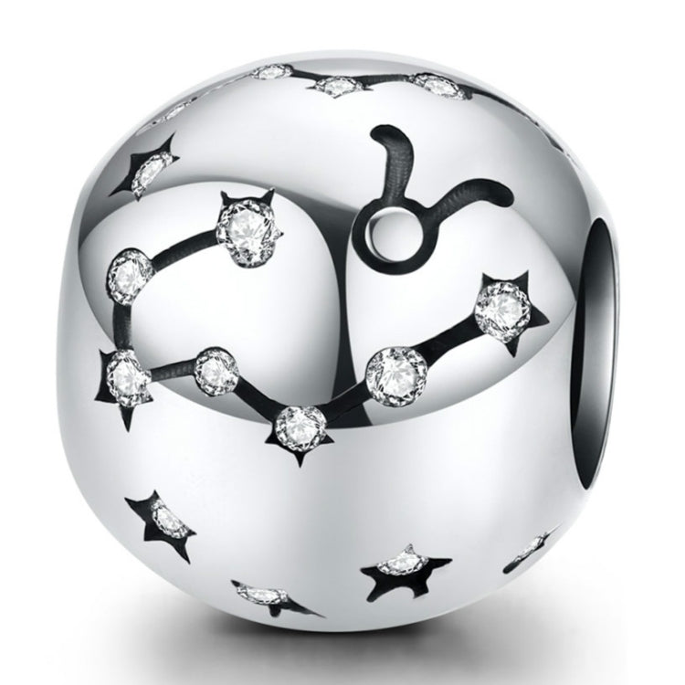 Sterling silver Taurus constellation charm bead with crystal accents