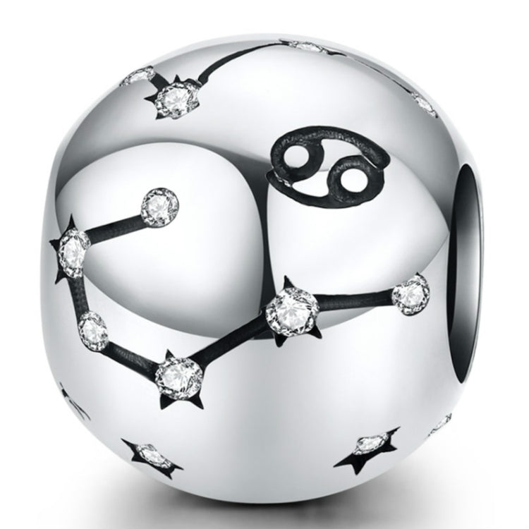 S925 sterling silver zodiac charm bead with star constellations and Aries symbol detail