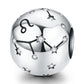 S925 sterling silver zodiac charm bead with star constellations and Aries symbol detail