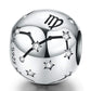 S925 sterling silver zodiac constellation charm bead with black constellation lines and star crystals