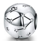 S925 sterling silver zodiac constellation charm bead with black star lines and sparkling crystal points