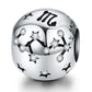 S925 sterling silver zodiac constellation charm bead with black star connections and round crystal gems