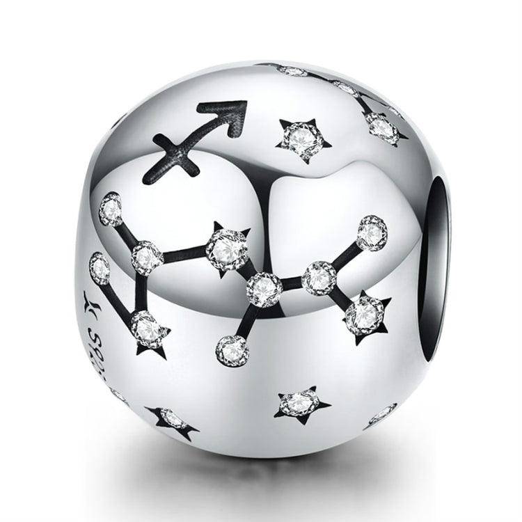 S925 sterling silver zodiac constellation charm bead with black constellation lines and crystal star accents
