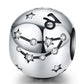 S925 sterling silver zodiac constellation charm bead with black constellation lines and multiple star crystals