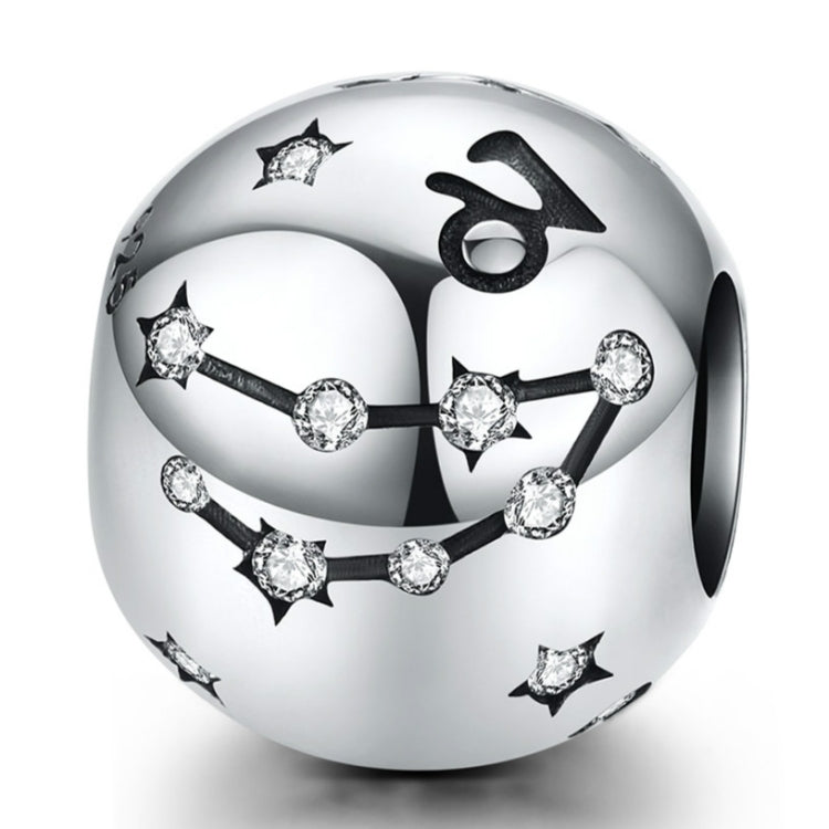 S925 sterling silver zodiac constellation charm bead with black constellation lines and multiple star crystals