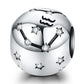 S925 sterling silver zodiac constellation charm bead with black star constellation lines and crystal points