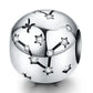 S925 sterling silver zodiac constellation charm bead with black constellation lines and sparkling star crystals