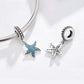 Sterling silver starfish pendant charm, shown in blue and white variants