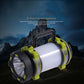 Portable LED searchlight camping light with lime-green and black handle spotlight head