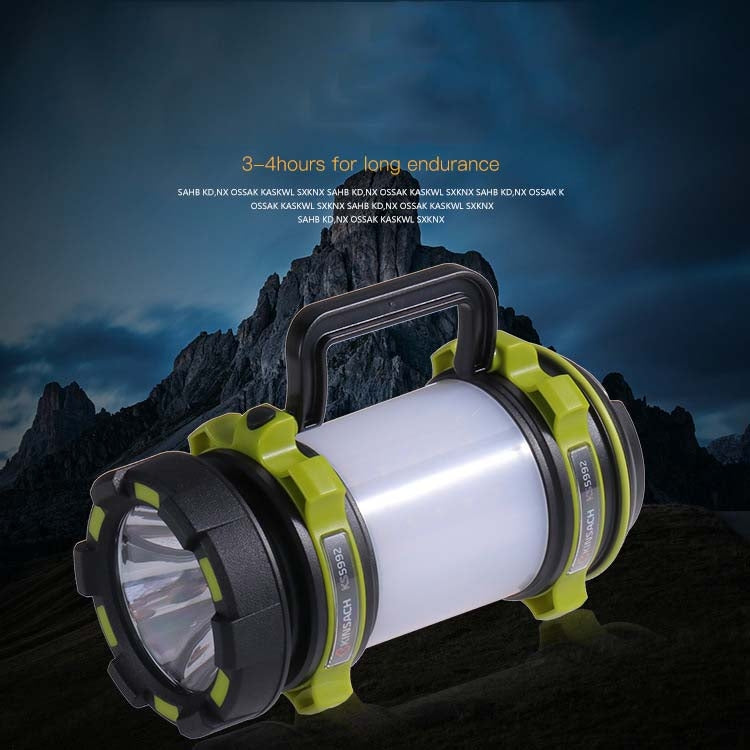 Portable LED searchlight camping light with lime-green and black handle spotlight head
