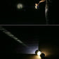 Rechargeable LED flashlight shining bright beam from lime-green and black housing