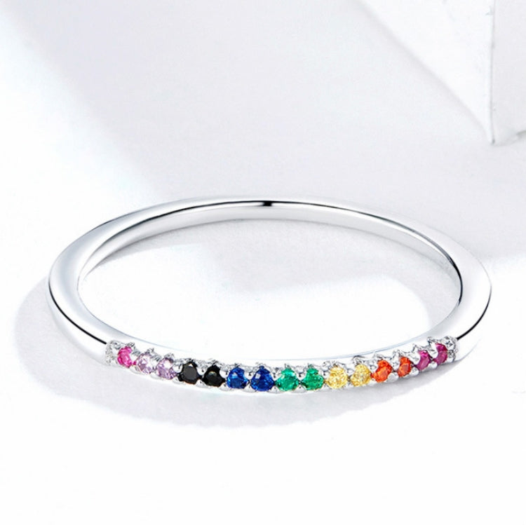 Sterling silver ring with multicolor zircon accents