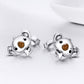 Koala stud earrings angled view with brown enamel eyes and nose on silver
