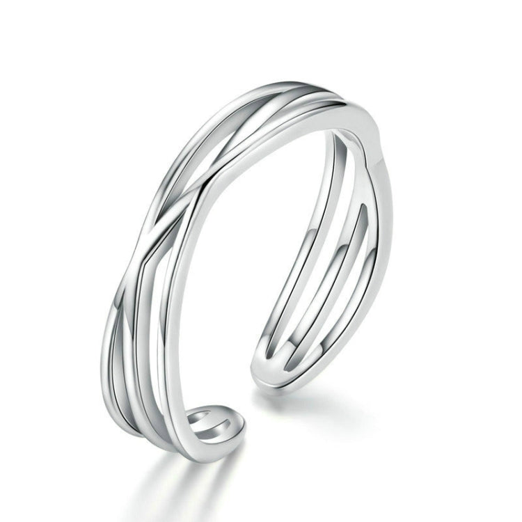 Silver open triple-band ring with polished shine and smooth rounded ends