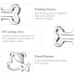 Close-up of hollow dog bone stud earrings in sterling silver, polished finish