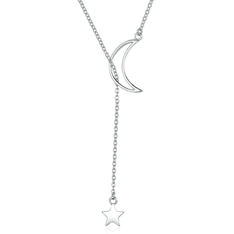 Sterling silver moon and star pendant necklace with fine link chain
