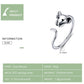 Silver open mouse ring, side view with sculpted head and raised ear