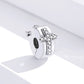 Sterling silver bead charm with crystal cross detail and hinged clasp