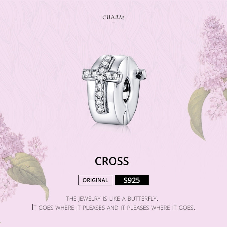 Sterling silver bead charm with crystal cross detail