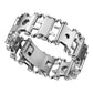 Stainless steel multifunction tool bracelet, silver-tone frame with tool modules
