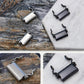 Multifunction tool bracelet, silver and black strap clips with hinged modules