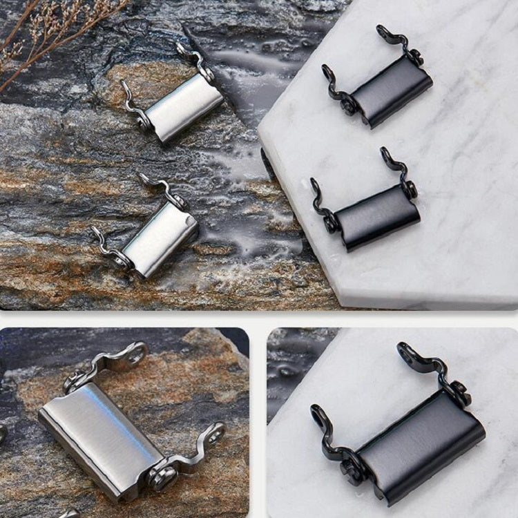 Multifunction tool bracelet, silver and black strap clips with hinged modules