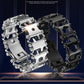 Multifunction tool bracelet duo, silver and black link modules