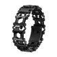 Black multifunction tool bracelet with metal link segments and inset clasp bar