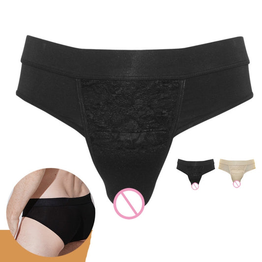 Black lace front-panel briefs with waistband, with side inset detail