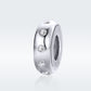 Sterling silver spacer bead charm with three round clear CZ stones