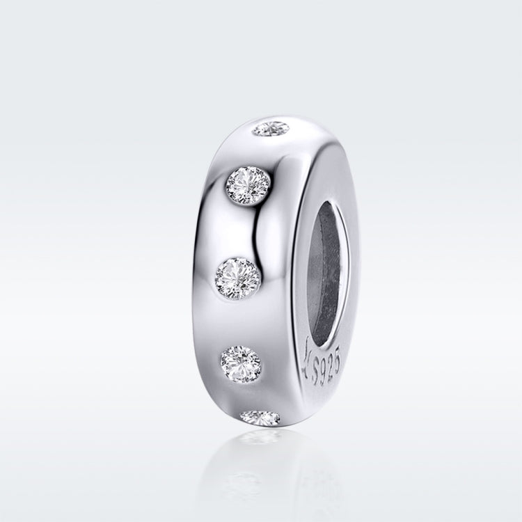 Sterling silver spacer bead charm with three round clear CZ stones