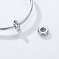 Sterling silver spacer bead charm with clear CZ stones on bracelet chain