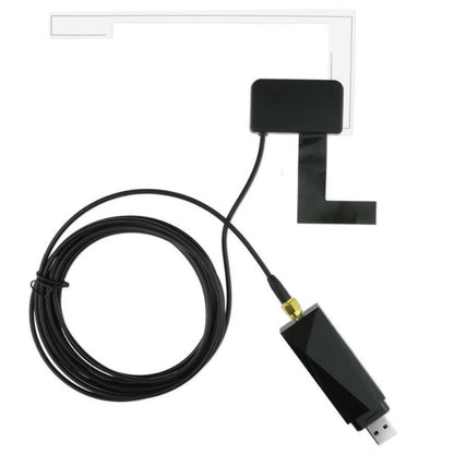 USB DAB radio tuner with long USB-A cable and signal connector