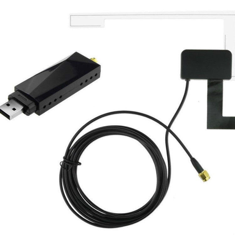 USB DAB radio tuner dongle with long cable and small mounting base