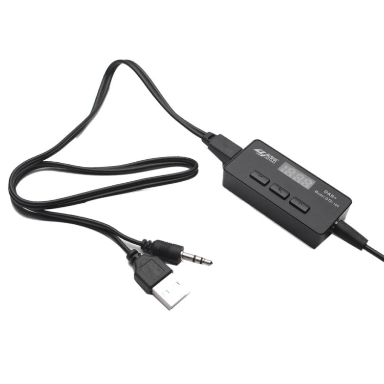 Car DAB+ receiver box with active antenna and wiring cable set with USB and 3.5mm