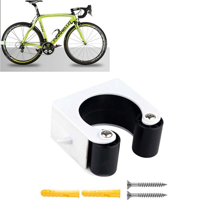 Bike wall mount parking buckle with black grips and mounting screws