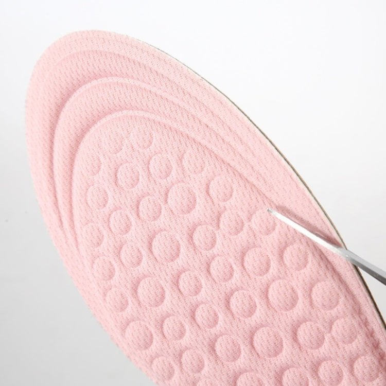 Close-up of pink textured EVA heightening insole surface with raised nodules pattern.