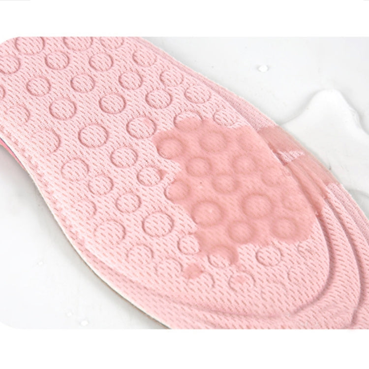 Pink EVA heightening insole with textured cushioning and curved arch contour.