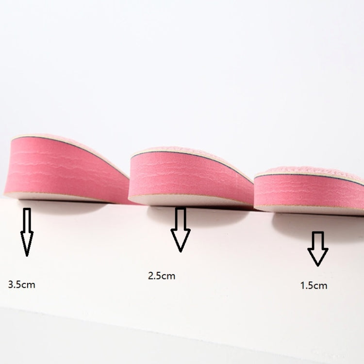 Heightening insole layers with step heights labeled 3.5 cm, 2.5 cm, 1.5 cm.