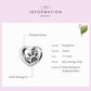 Sterling silver heart paw print charm bead with oxidized finish and black CZ accents