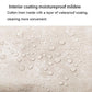 Water-resistant fabric panel for hanging storage bag with visible water droplets