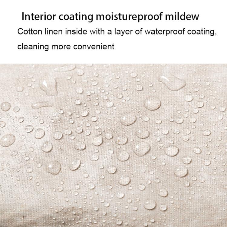 Water-resistant fabric panel for hanging storage bag with visible water droplets