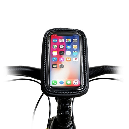 Hard shell handlebar phone bag with clear touch-screen phone window, front view