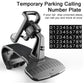 Car phone holder with temporary parking number plate and spring support cradle