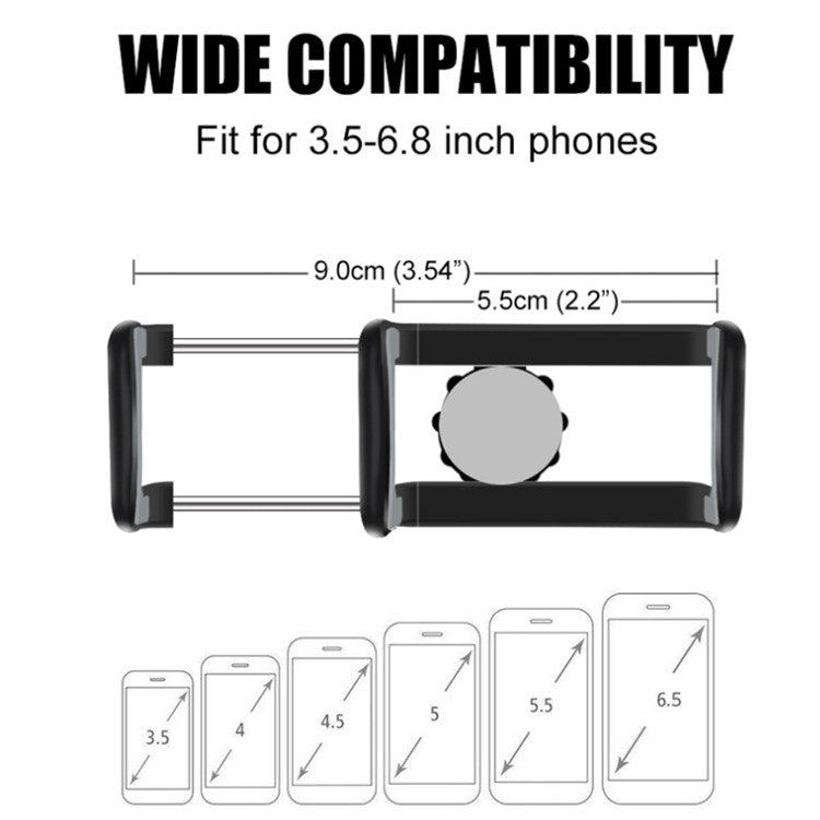 Adjustable car phone holder clamp cradle for small to medium smartphones, black