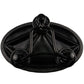 Underside of black bicycle spring saddle with mounting plate and coiled springs