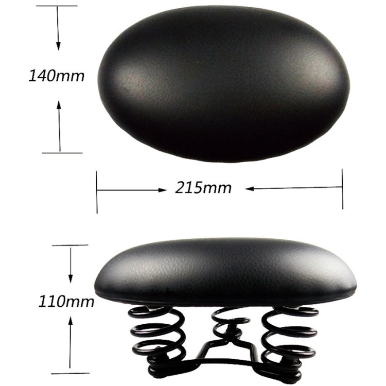 Black bicycle spring saddle cushion with size outline diagram and coiled springs